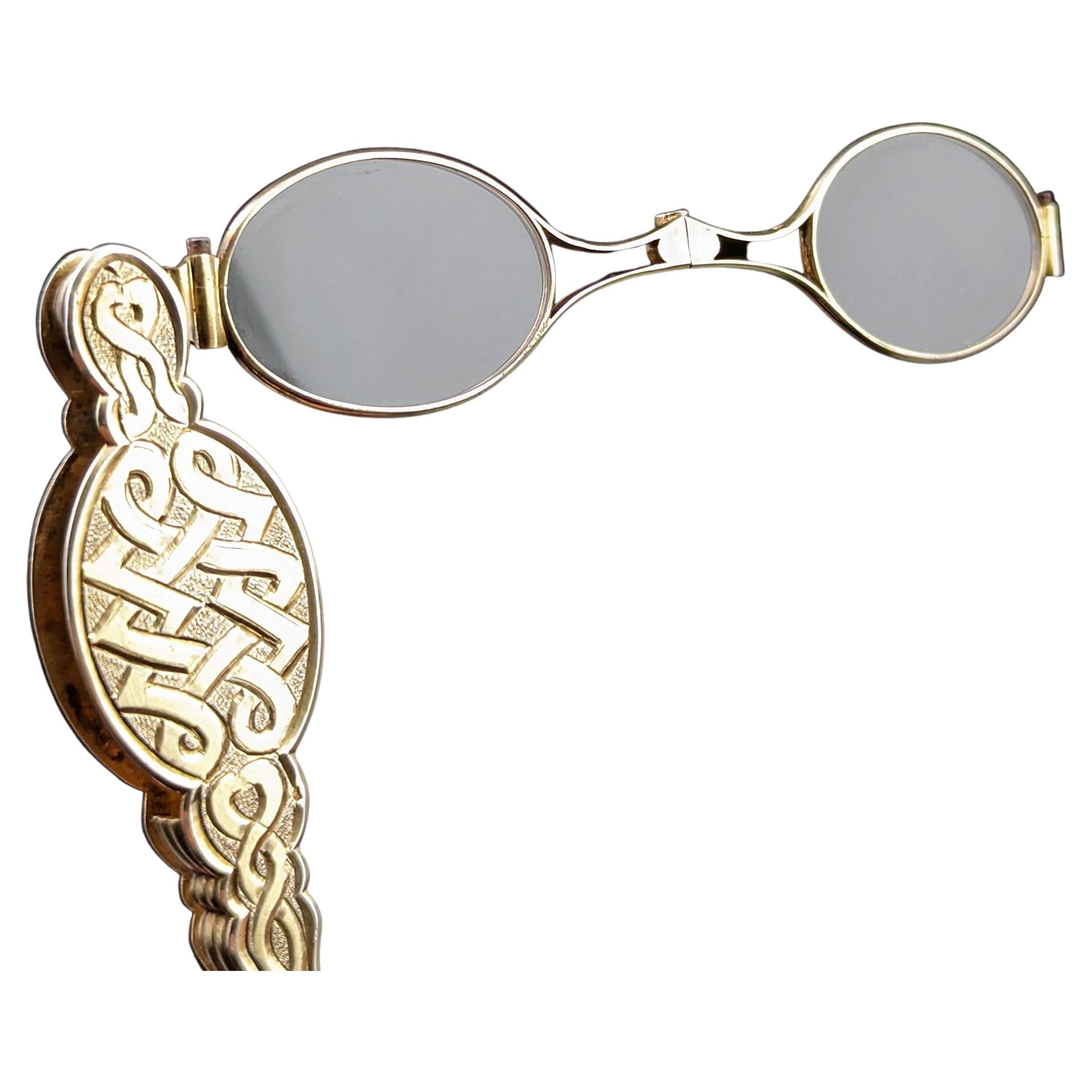 Antique French silver gilt lorgnettes, spectacles, P-J Meurice  For Sale