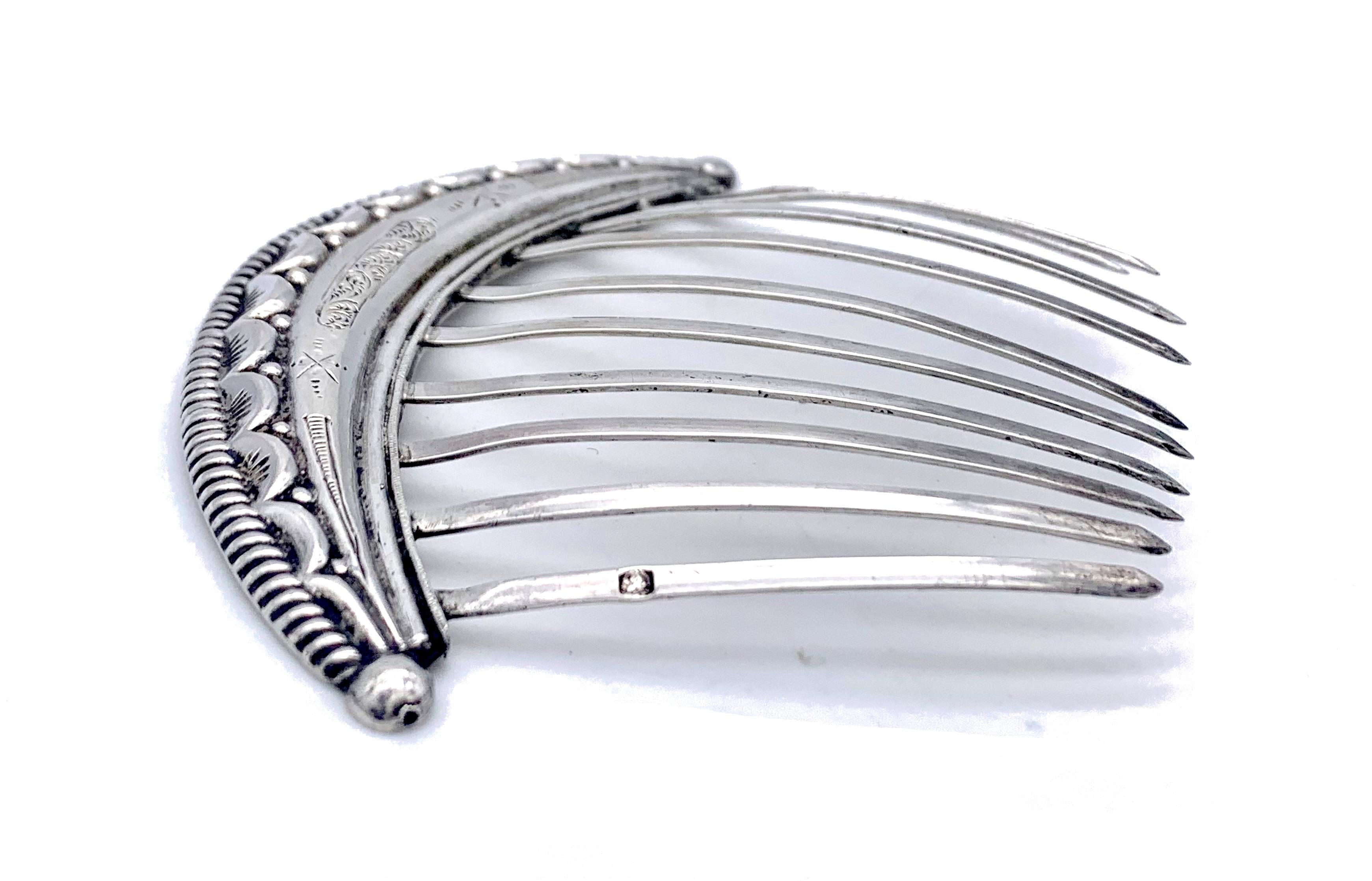 Peineta de plata francesa antigua Adorno para el pelo en Bueno estado para la venta en Munich, Bavaria