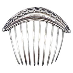 Antique French Silver Pettine Ornamento per capelli 