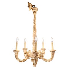 Vintage French Silver-Lead Wooden Chandelier