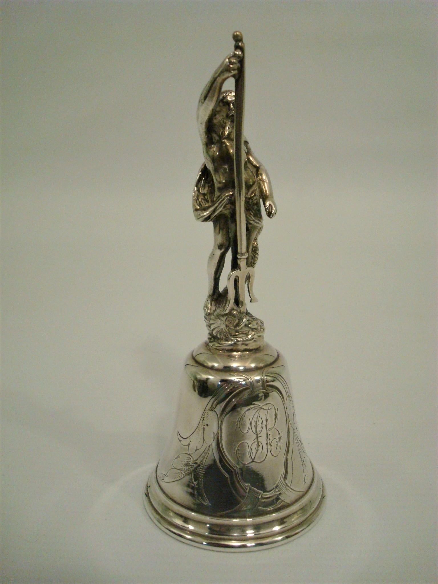 Antique French Silver Neptune Table Bell, circa 1880 3