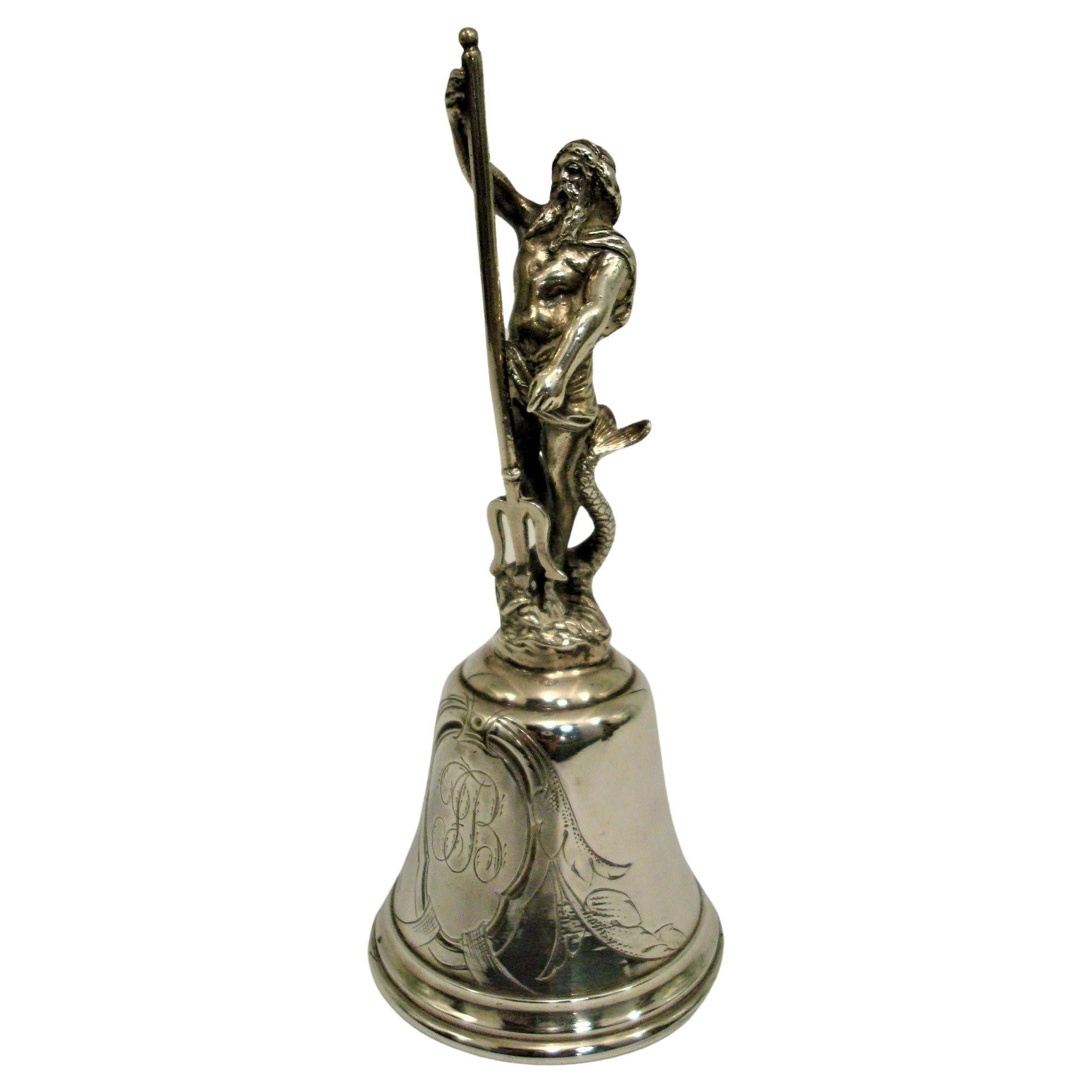 Antique French Silver Neptune Table Bell, circa 1880