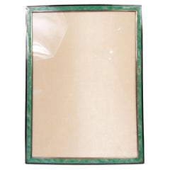 Marco Antiguo Francés de Plata con Esmalte Marmolizado Verde