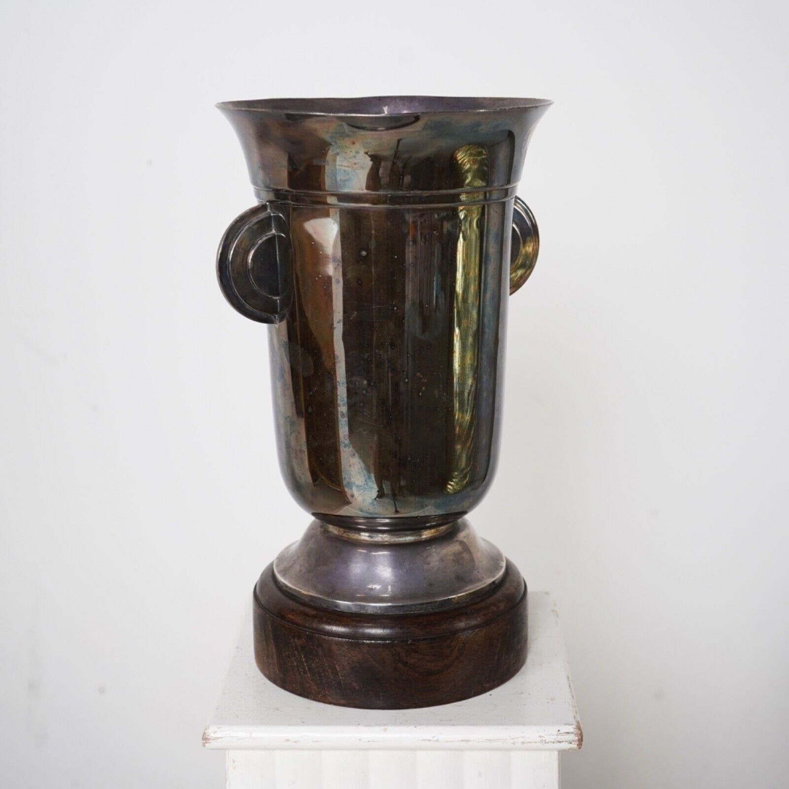 20th Century Antique French Silver Plate Art Deco Trophy Vase