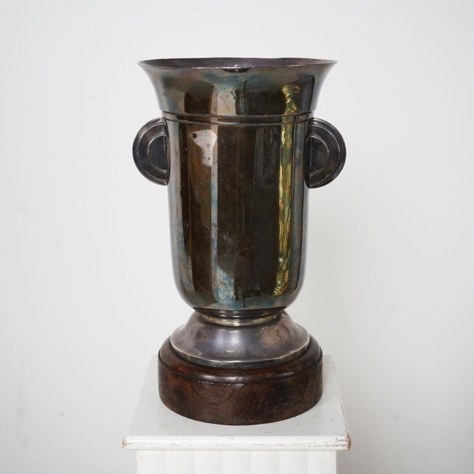 Antique French Silver Plate Art Deco Trophy Vase 1