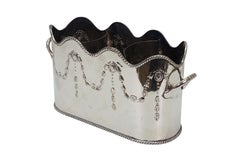 Cubitera antigua francesa de plata chapada con compartimentos para 3 botellas de champán, de 14"