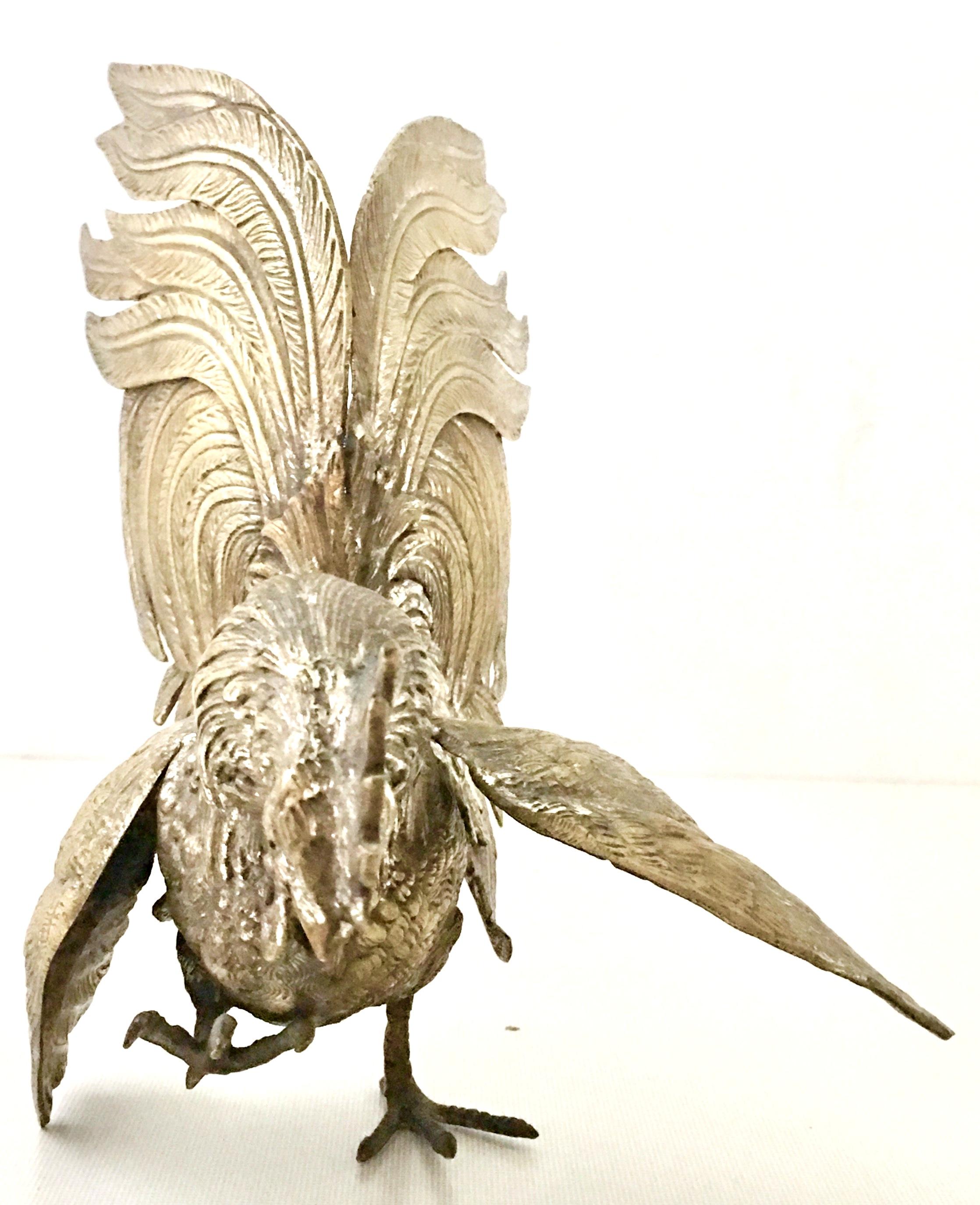 vintage brass fighting roosters