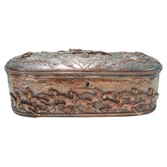 Antique French Silver Plate Horse Racing Jewelry Box