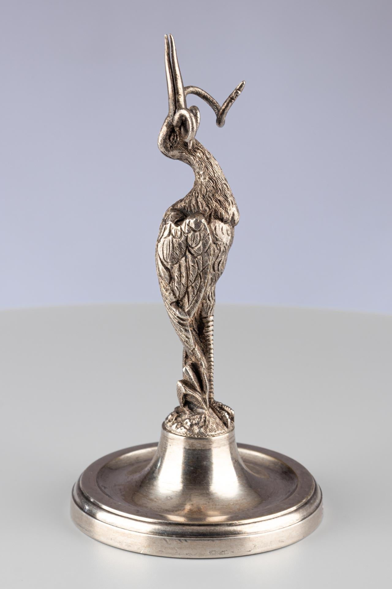 Antique French Silver Plated Bird Shaped Menu or Business Card Holder In Good Condition For Sale In Greven, DE