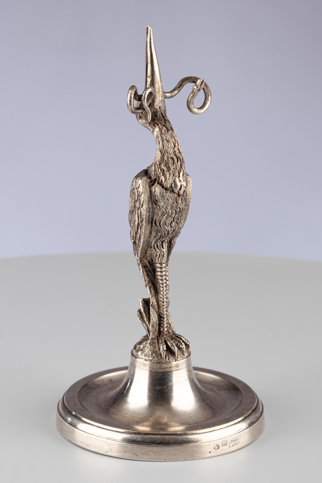 Metal Antique French Silver Plated Bird Shaped Menu or Business Card Holder For Sale