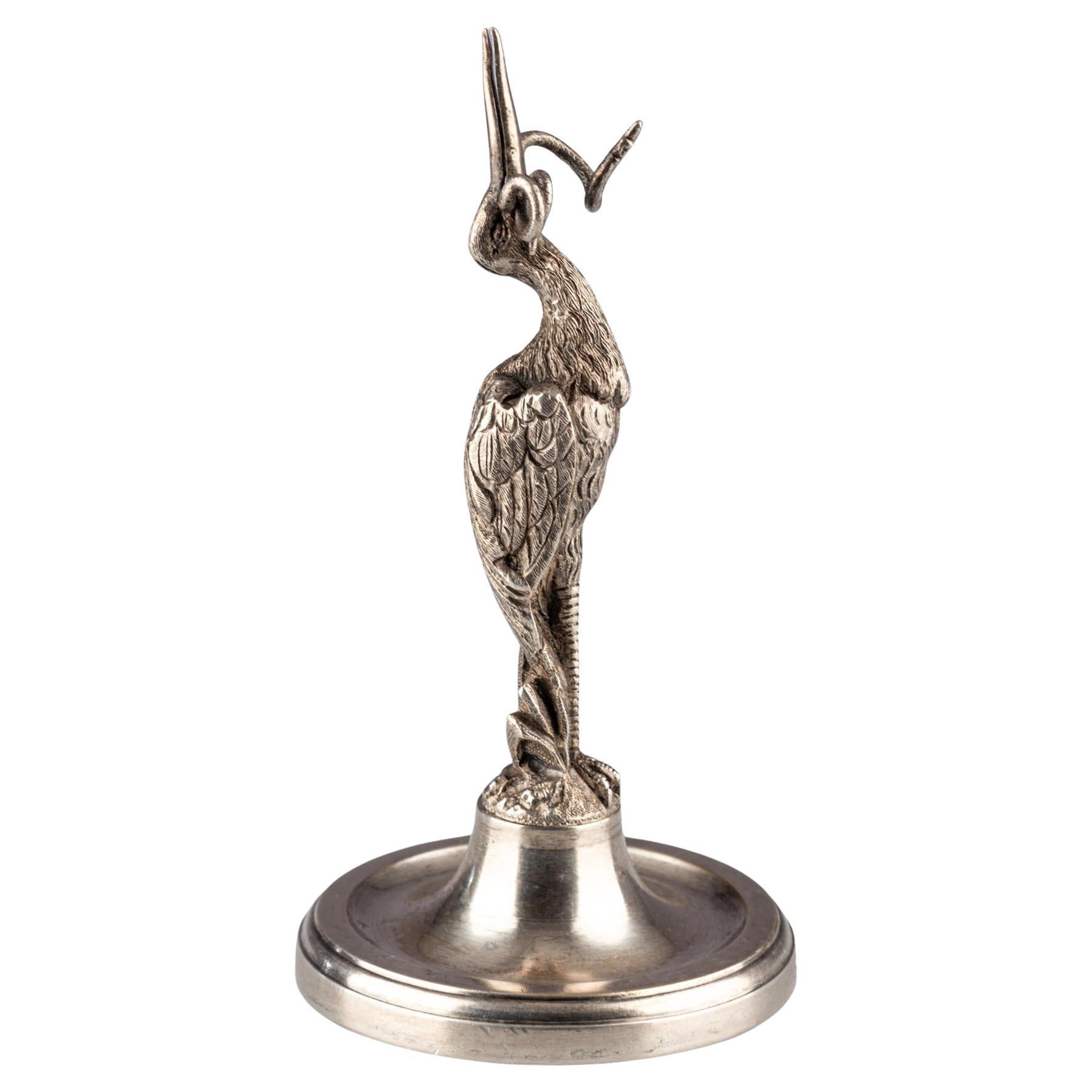 Antique French Silver Plated Bird Shaped Menu or Business Card Holder For Sale
