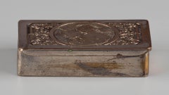 Antique French Silver Plated Brass Stamp Box Case Figural Cherry B. Wicker