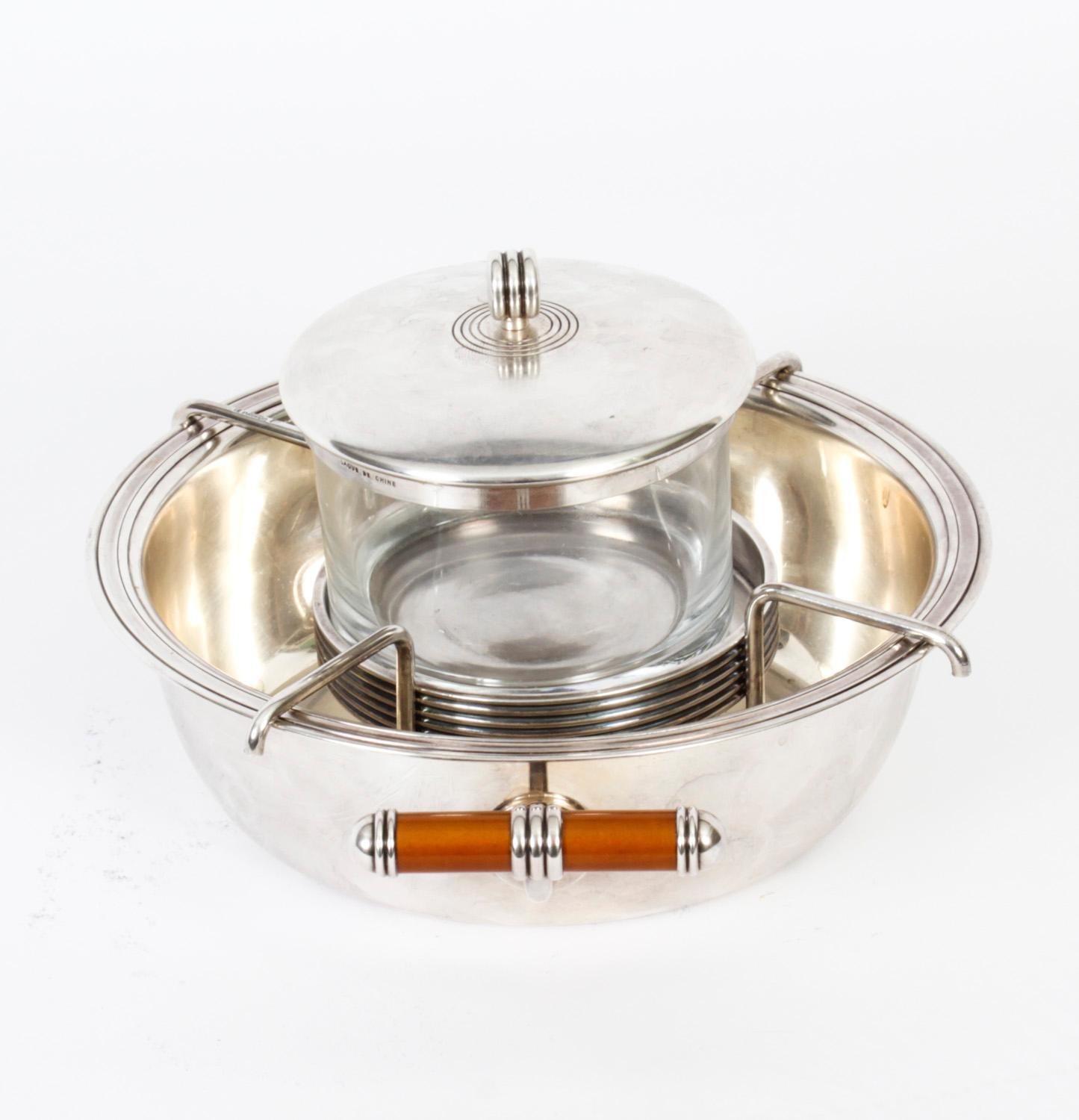 Vintage French Silver Plated Caviar Set K & T Collection by Christofle 20th C 3