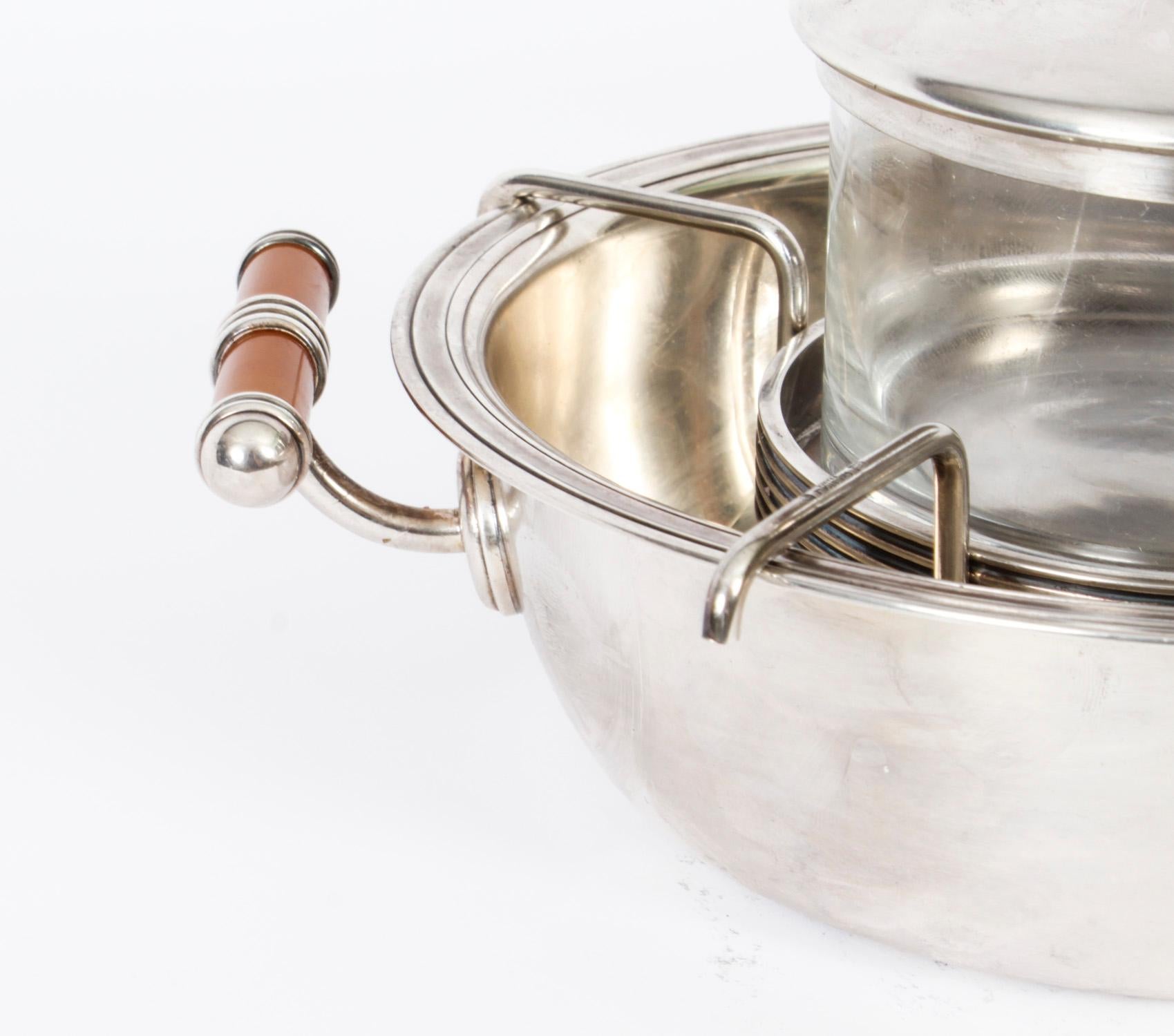 Late 20th Century Vintage French Silver Plated Caviar Set K & T Collection by Christofle 20th C