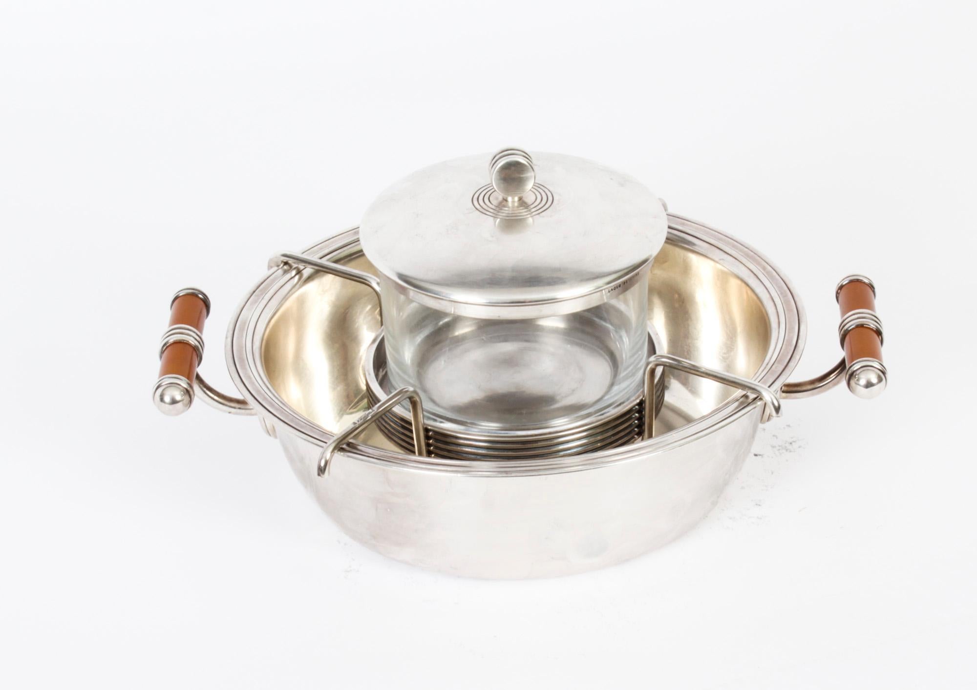 Vintage French Silver Plated Caviar Set K & T Collection by Christofle 20th C 1