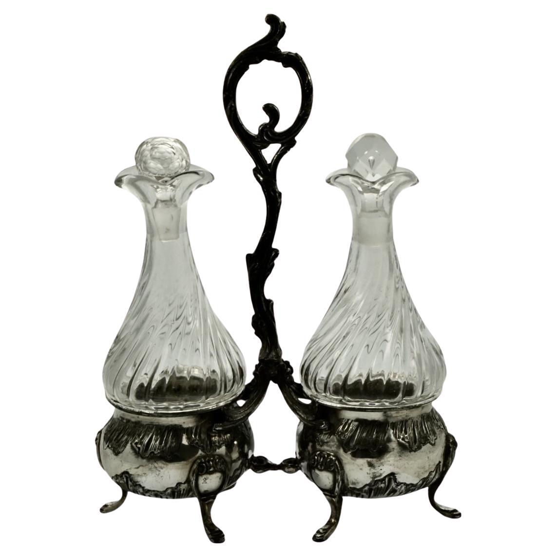 Antique French Silver Plated Condiment Set For Sale