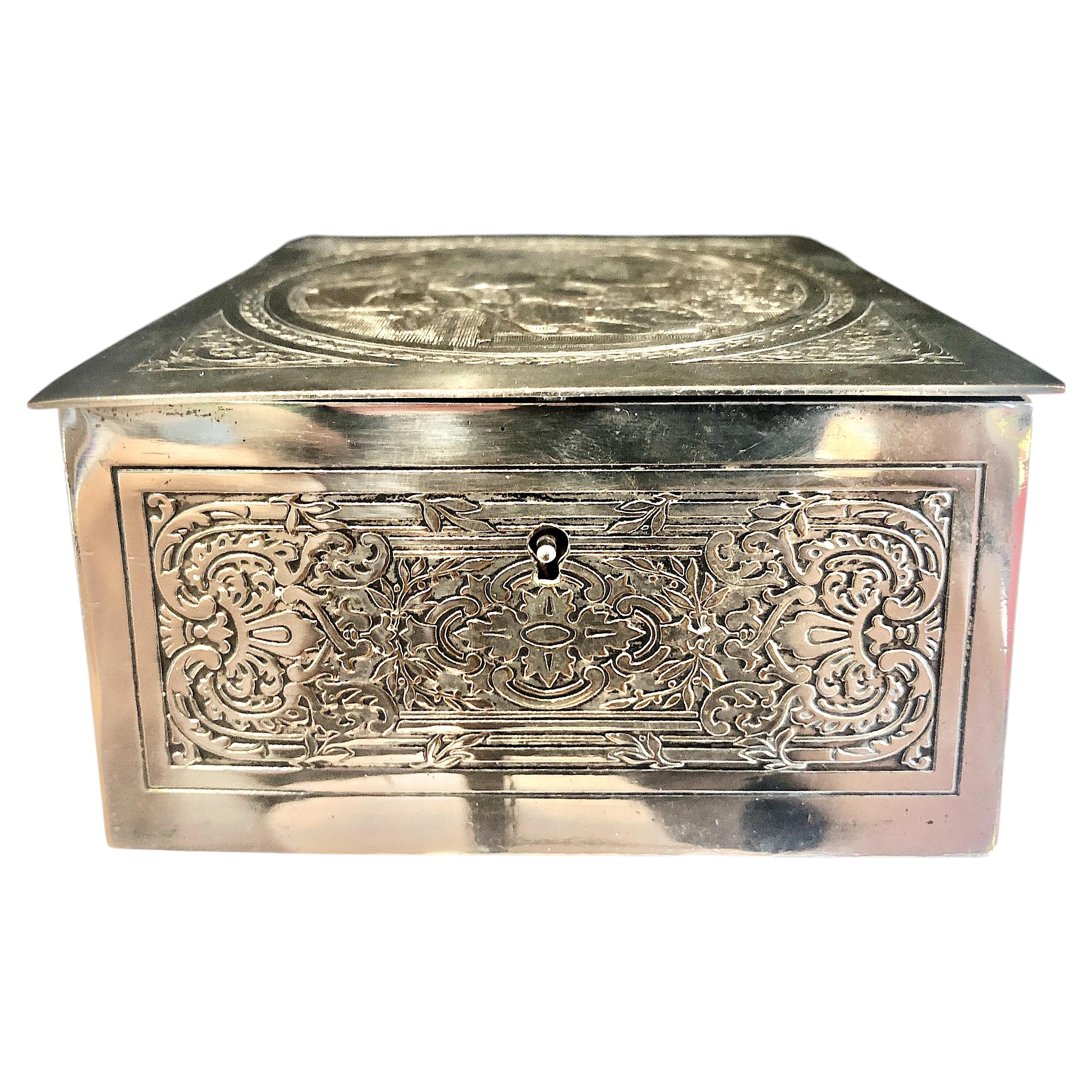 Antique French Silver-plated Jewelry or Trinket Box
