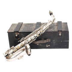 Antique French Silver Plated Saxophone with Playing Booklet Couesnon et Cie 1929