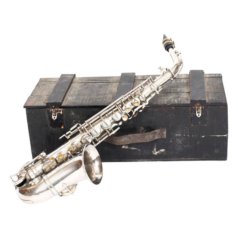 Antique French Silver Plated Saxophone with Playing Booklet Couesnon et Cie  1929 at 1stDibs