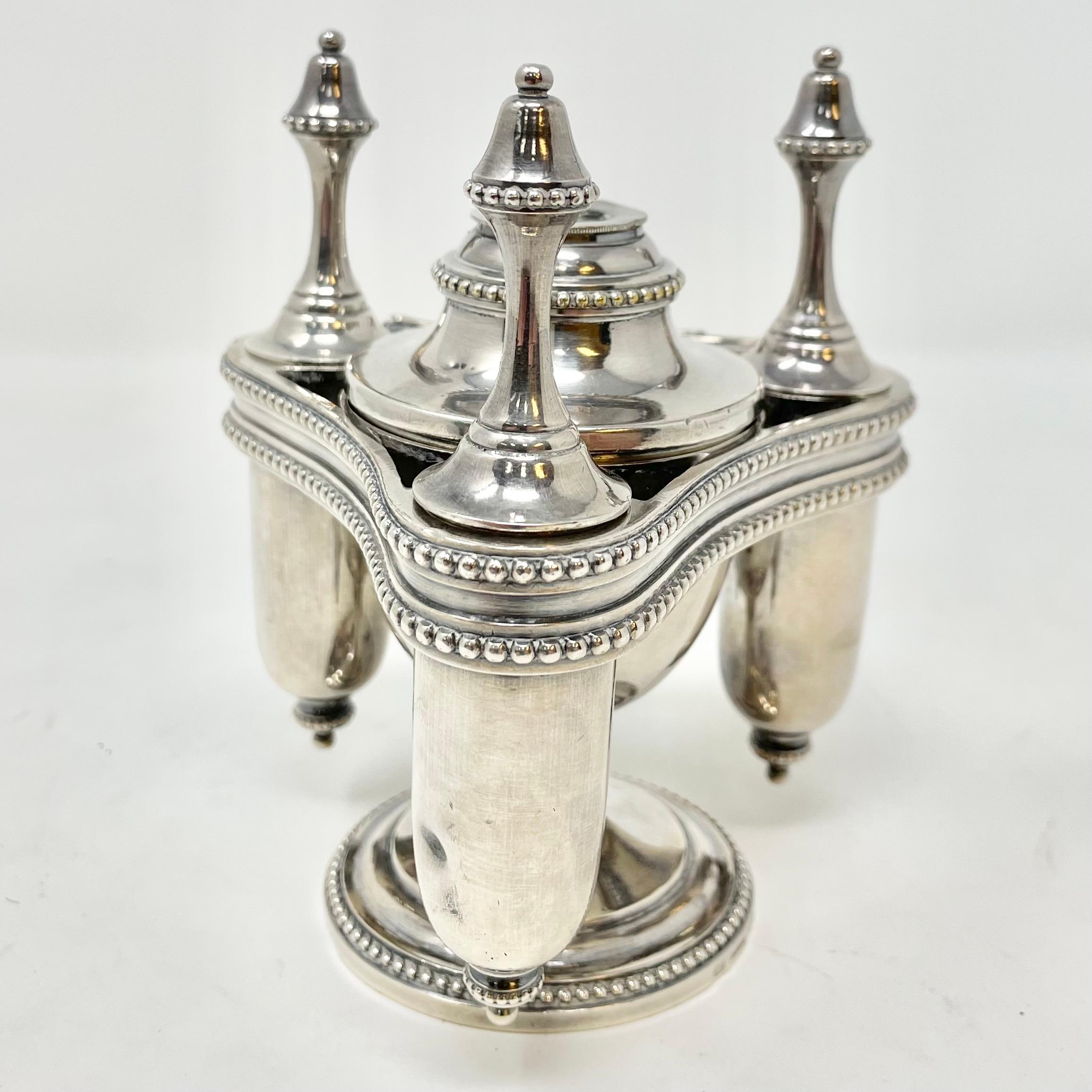 Unique Antique French silver-plated table lighter signed 