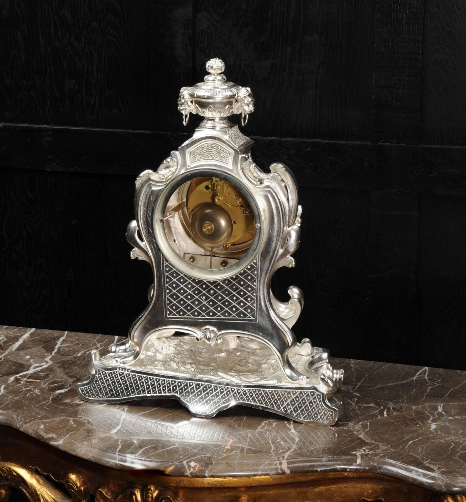 Antique French Silver Rococo Clock ~ Music 6