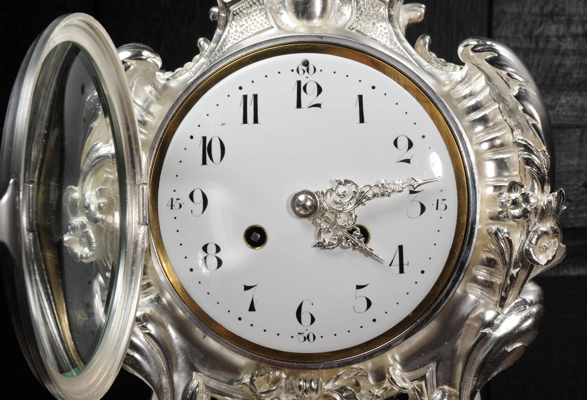 Antique French Silver Rococo Clock ~ Music 9