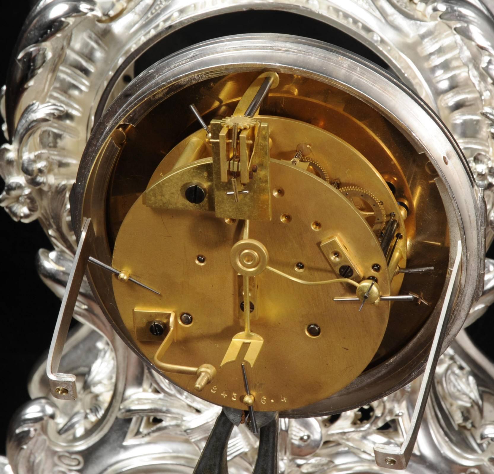Antique French Silver Rococo Clock ~ Music 12