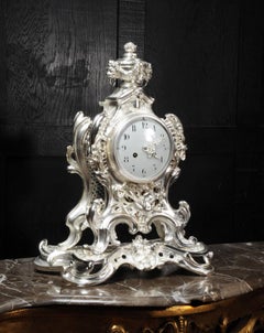Antique French Silver Rococo Clock ~ Music