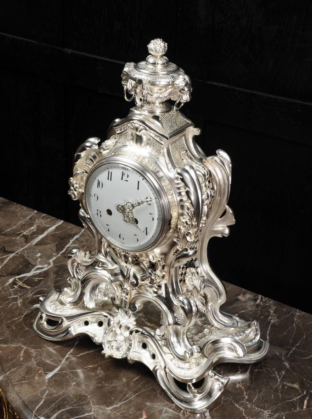 Antique French Silver Rococo Clock ~ Music 2