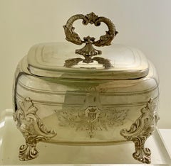 Antique French Silver Sugar Box / Casket Ornate