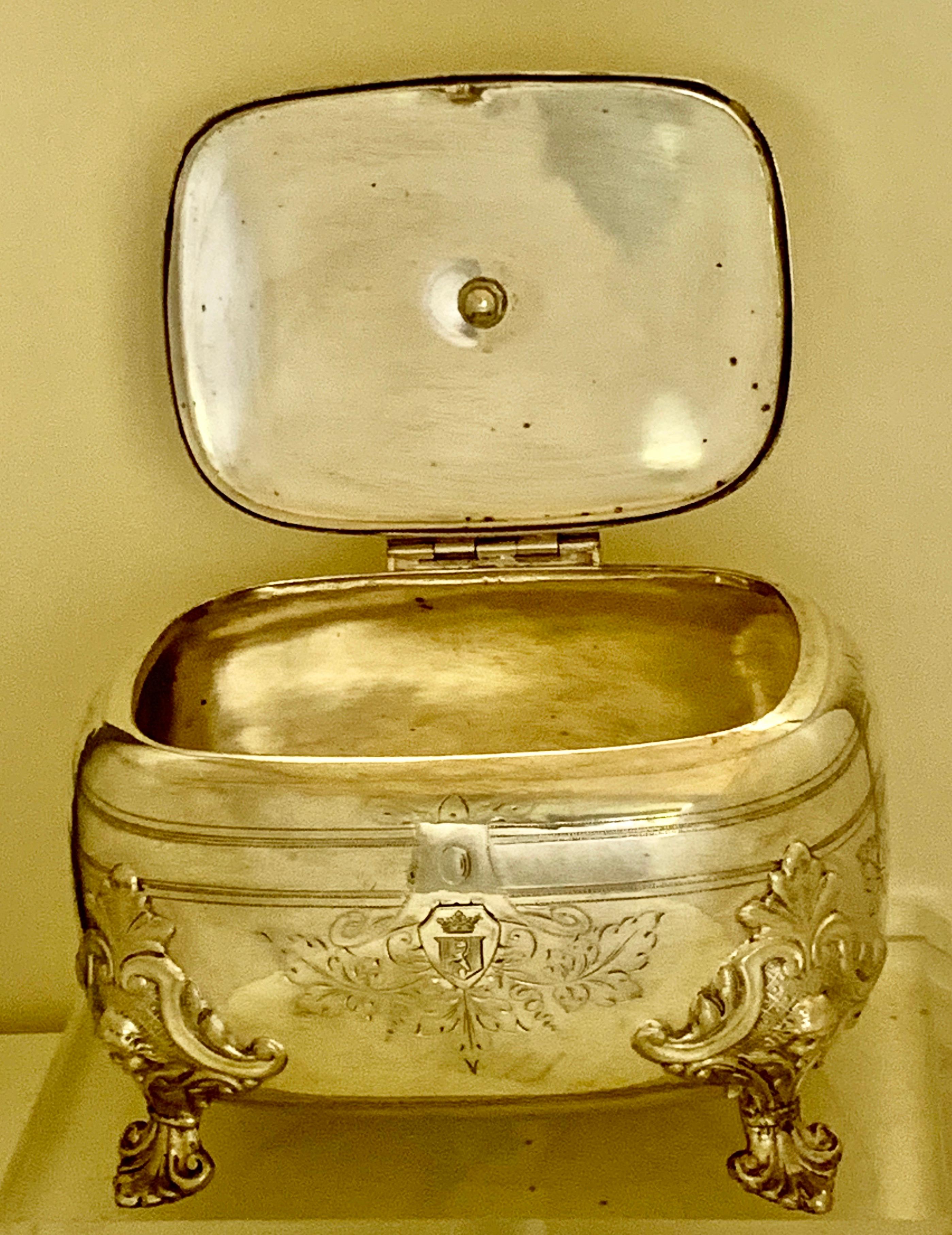 Antique French Silver Sugar Box / Casket Ornate In Good Condition In London, GB