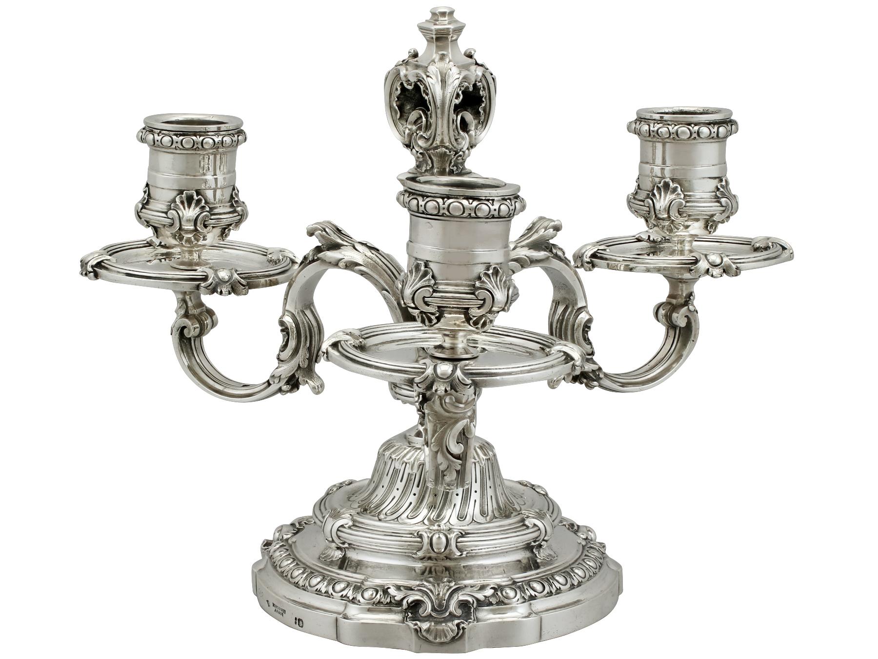 Antique French Silver Three-Arm Candelabra, circa 1890 In Excellent Condition In Jesmond, Newcastle Upon Tyne
