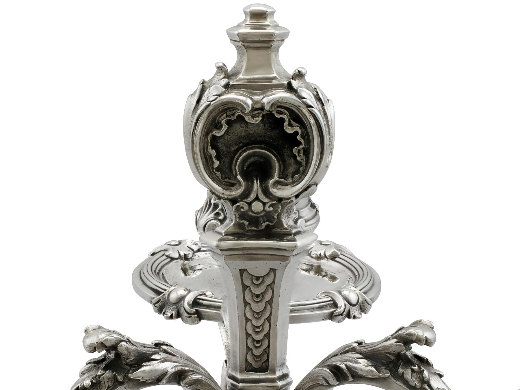 Sterling Silver Antique French Silver Three-Arm Candelabra, circa 1890