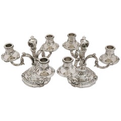 Antique French Silver Three-Arm Candelabra, circa 1890