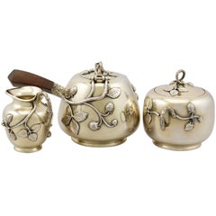 Antique French Silver Three Piece Tea Service, circa 1880