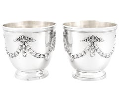 Antique French Silver Wine Bottle Coasters Circa 1900