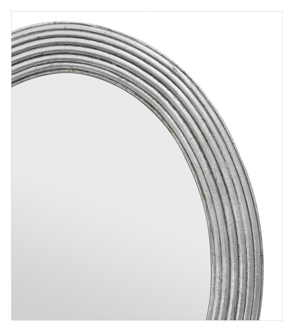 Antique French Silver Wood Oval Mirror, Periodo Art Deco, circa 1930 Francés en venta