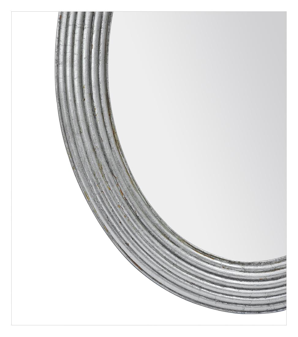Antique French Silver Wood Oval Mirror, Periodo Art Deco, circa 1930 en Bueno estado para la venta en Paris, FR