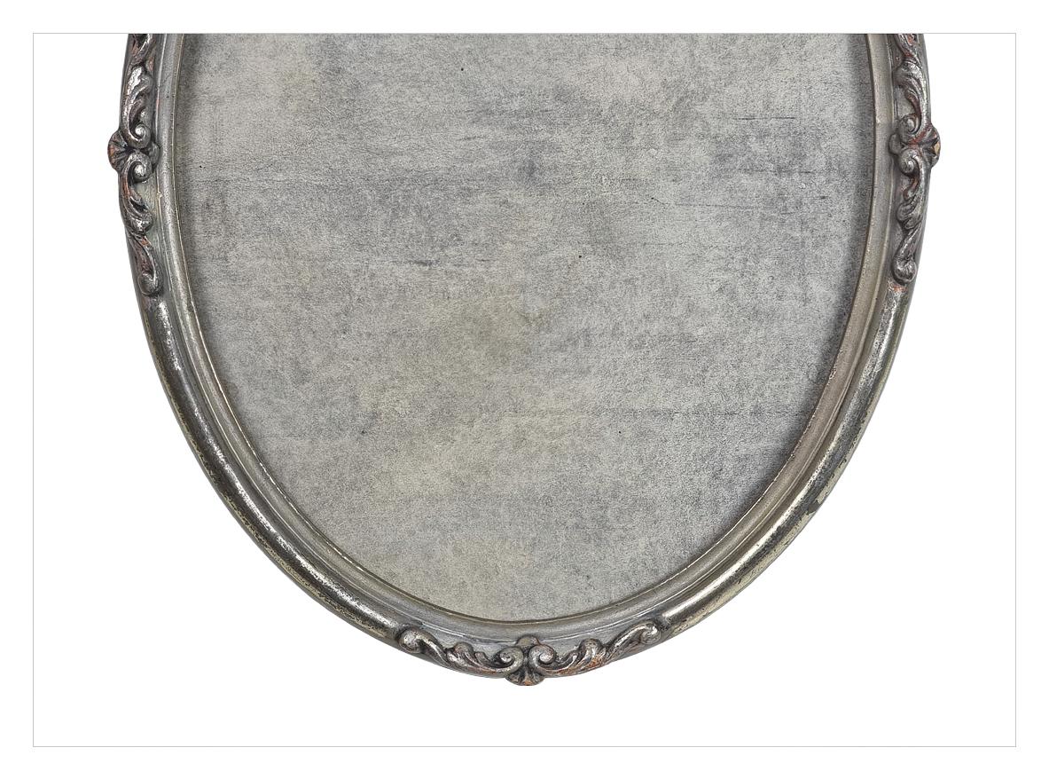 Marco de fotos ovalado francés antiguo de madera plateada, circa 1900 en Bueno estado para la venta en Paris, FR
