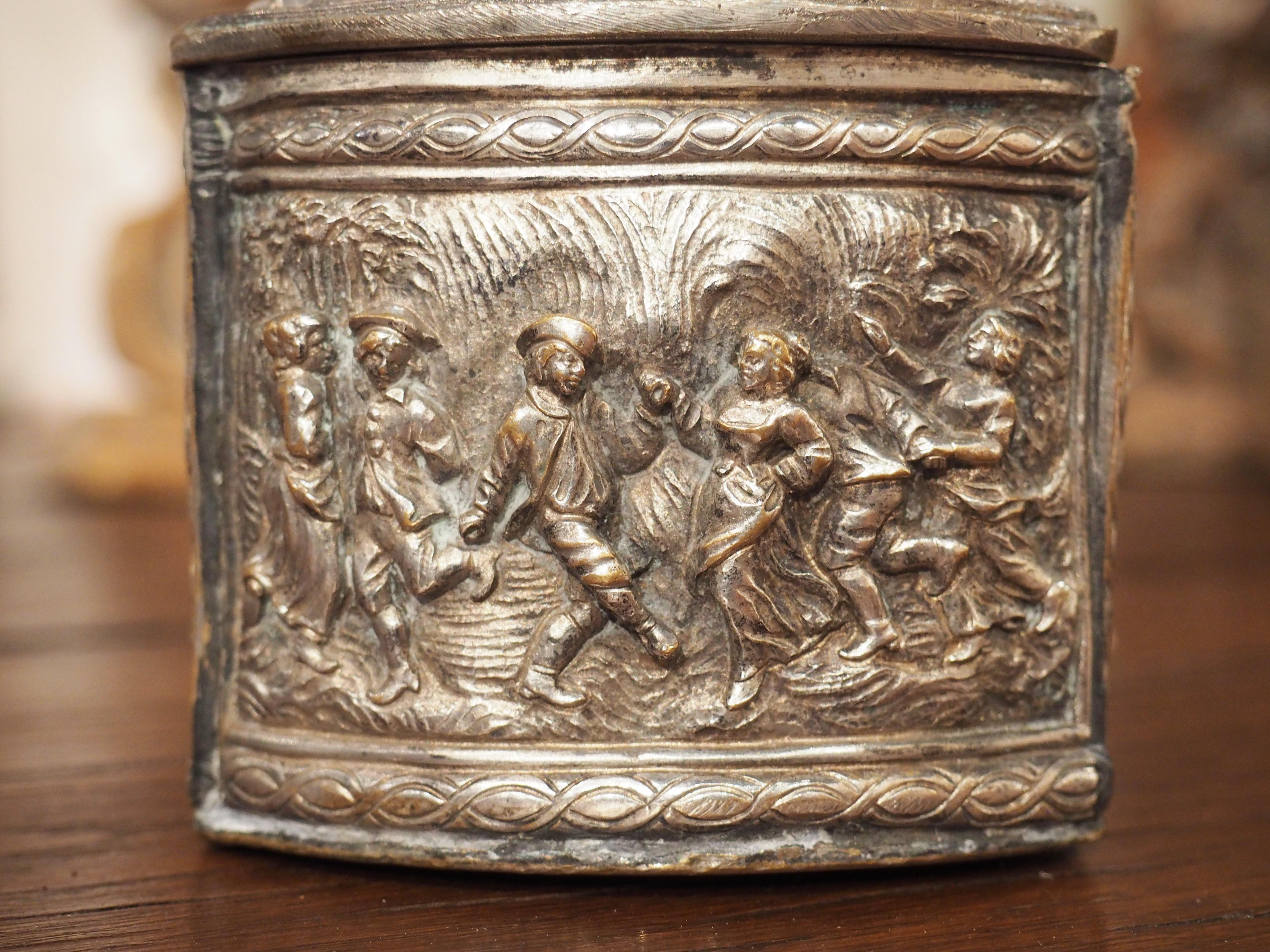 Antique French Silvered Bronze Jewelry or Table Box, Circa 1850 9