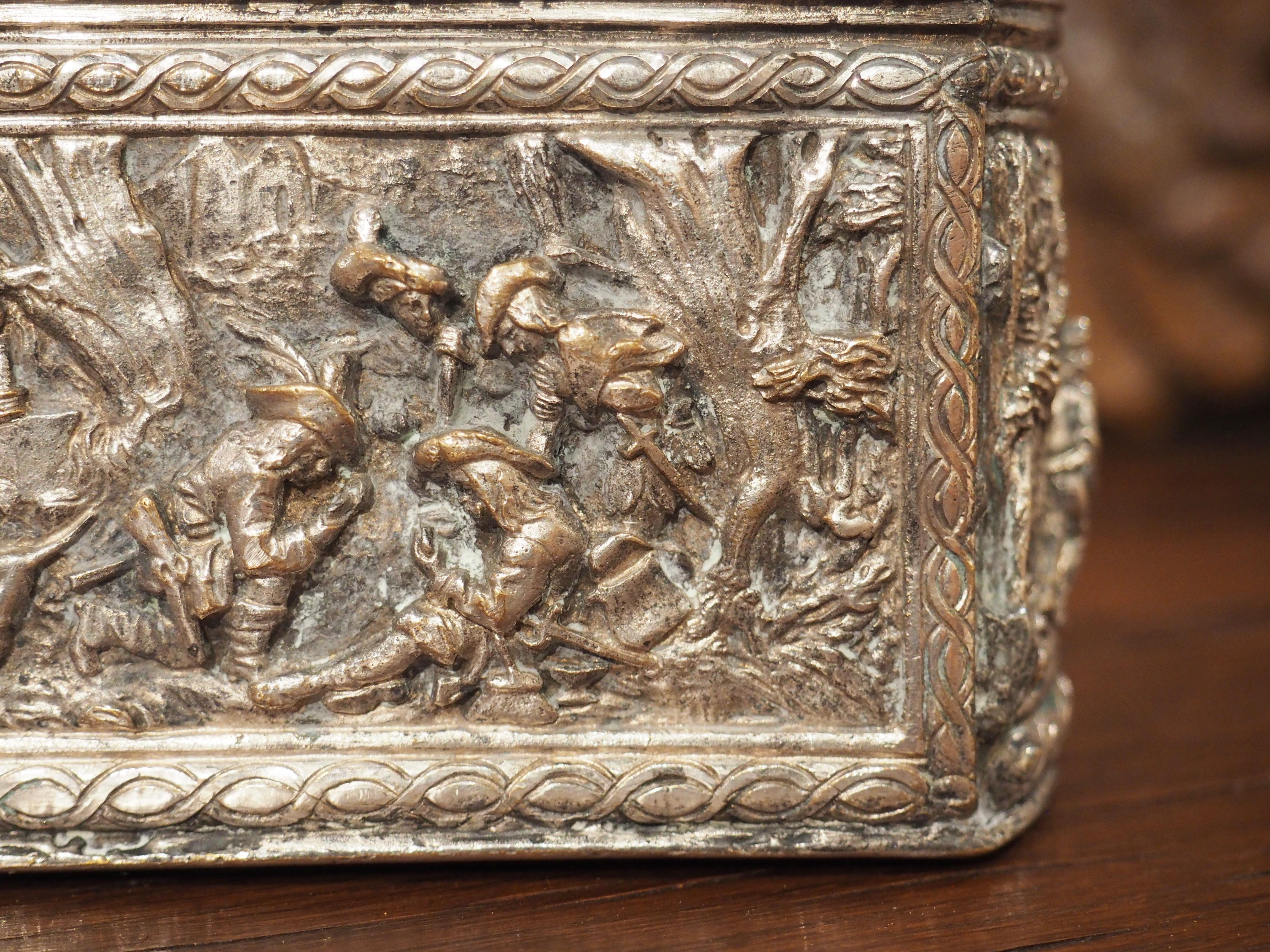 Antique French Silvered Bronze Jewelry or Table Box, Circa 1850 12