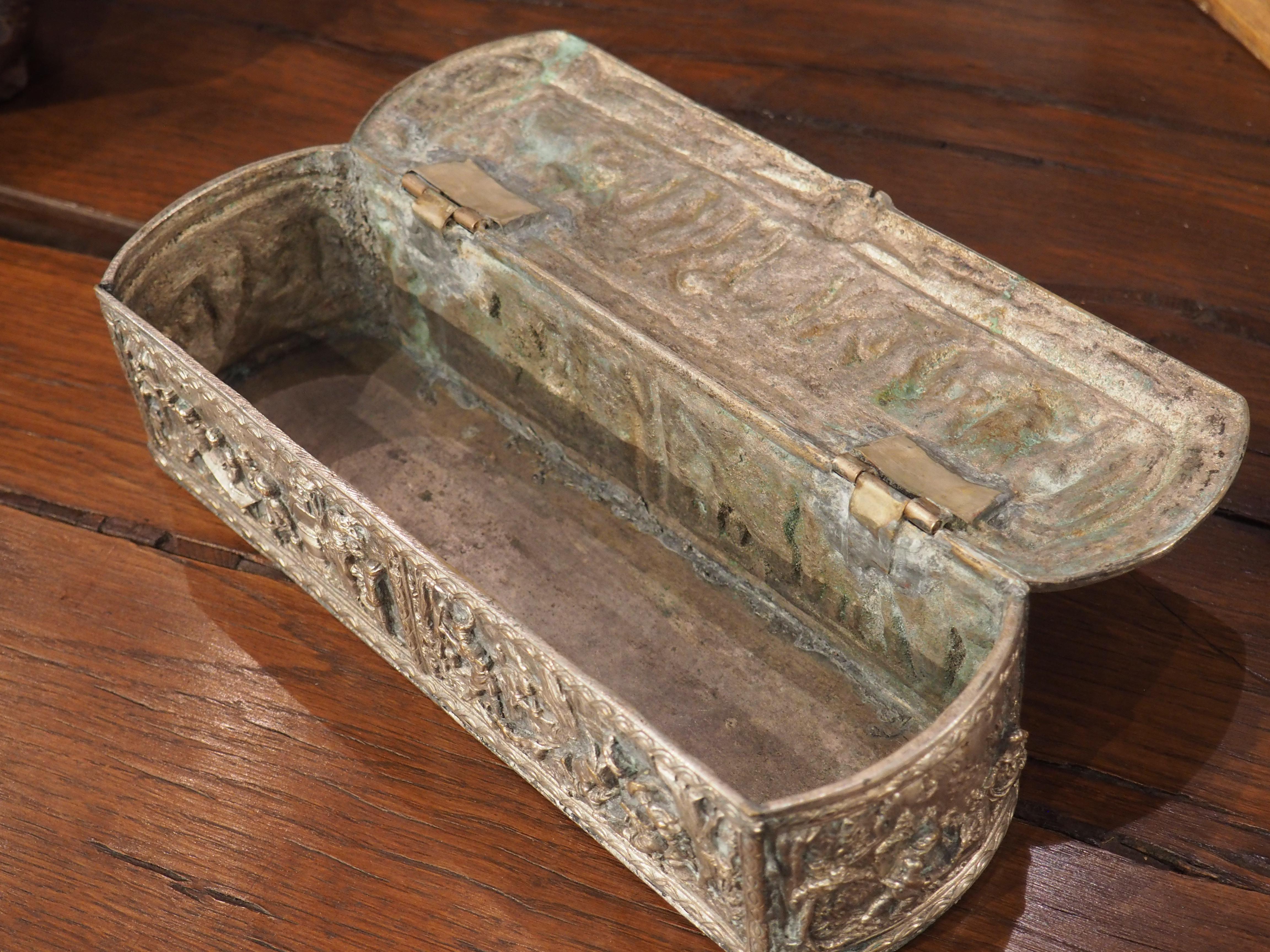 Antique French Silvered Bronze Jewelry or Table Box, Circa 1850 13