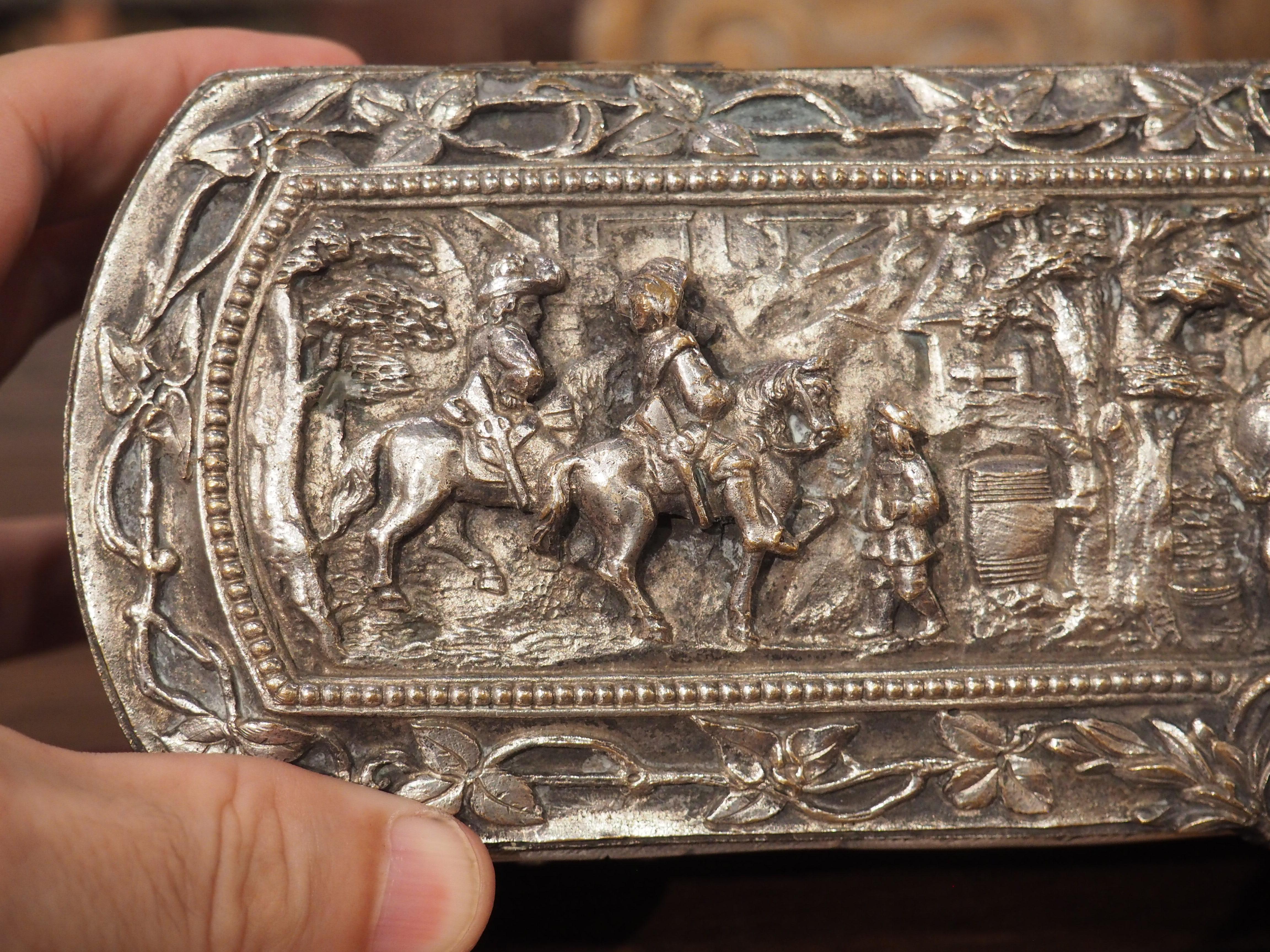 Antique French Silvered Bronze Jewelry or Table Box, Circa 1850 14