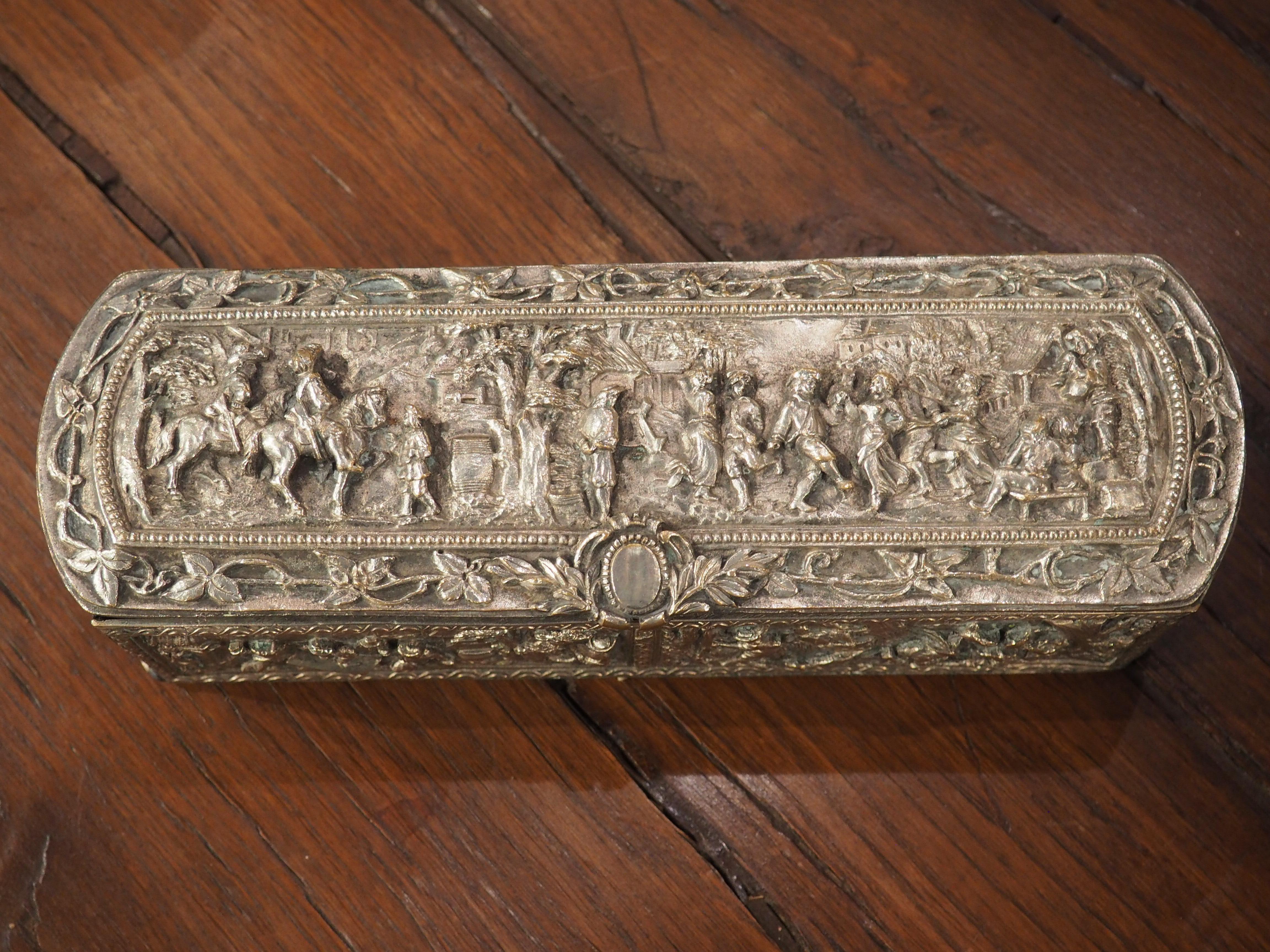 Antique French Silvered Bronze Jewelry or Table Box, Circa 1850 2