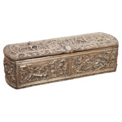 Antique French Silvered Bronze Jewelry or Table Box, Circa 1850