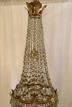 Antique French Silvered Bronze & Lead Crystal "Waterfall" Chandelier circa 1900