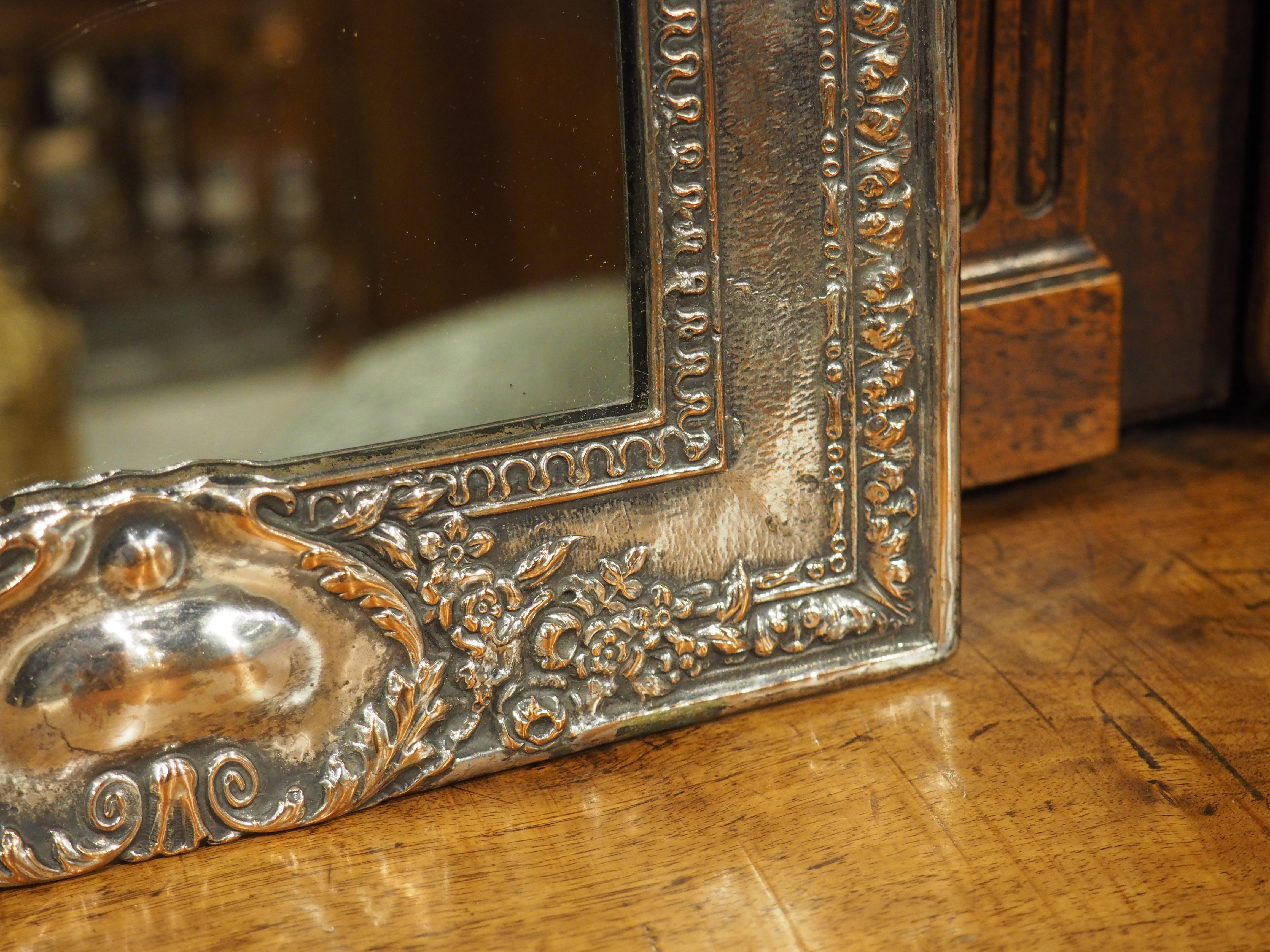 Antique Mirror francese in bronzo argentato con stemma reale, C.C. 1900 in vendita 3