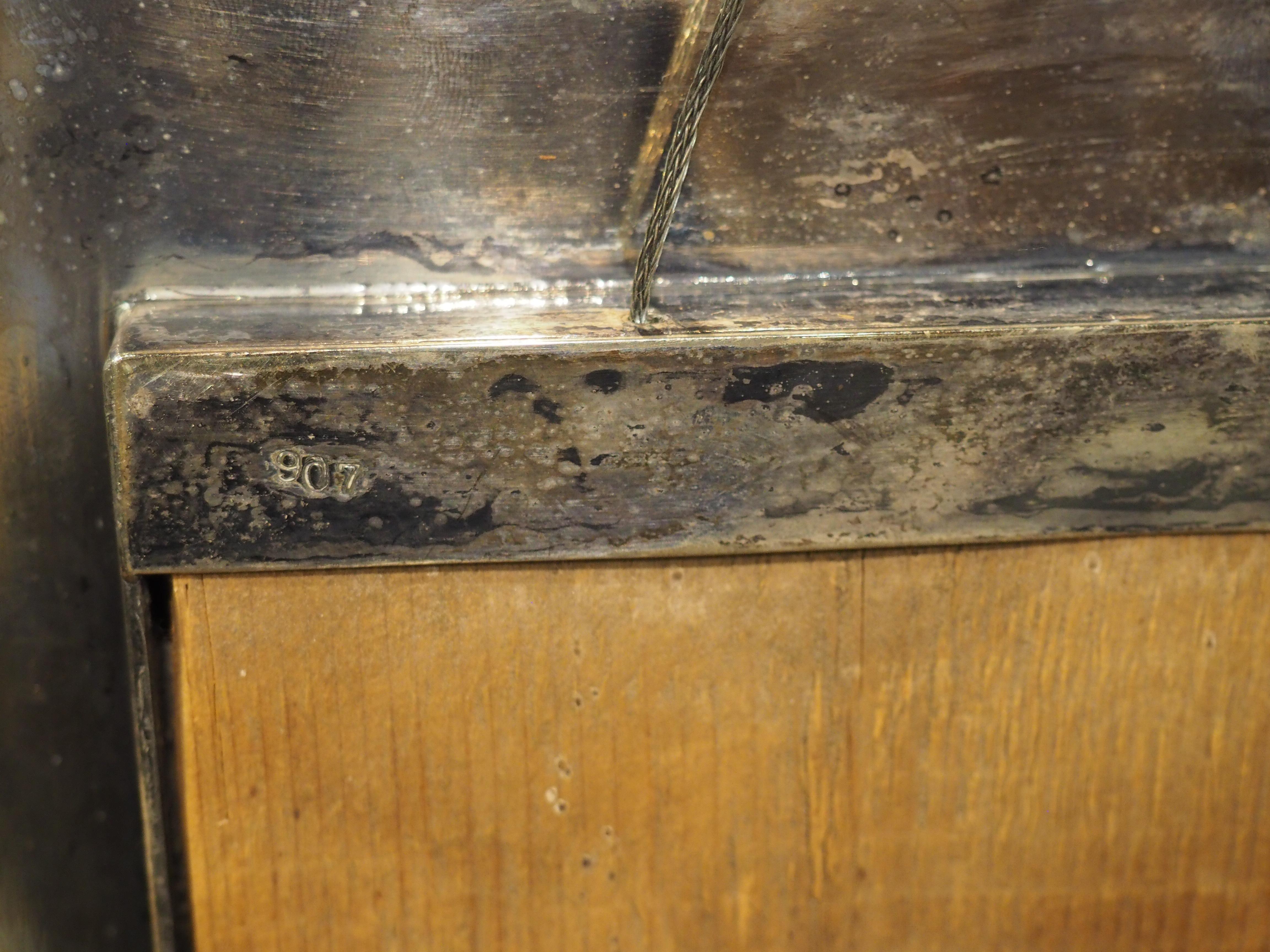 Antique Mirror francese in bronzo argentato con stemma reale, C.C. 1900 in vendita 7