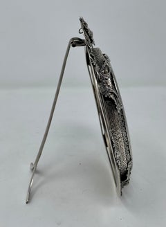 Antique French Silvered Bronze Oval Picture Frame, Circa 1890's