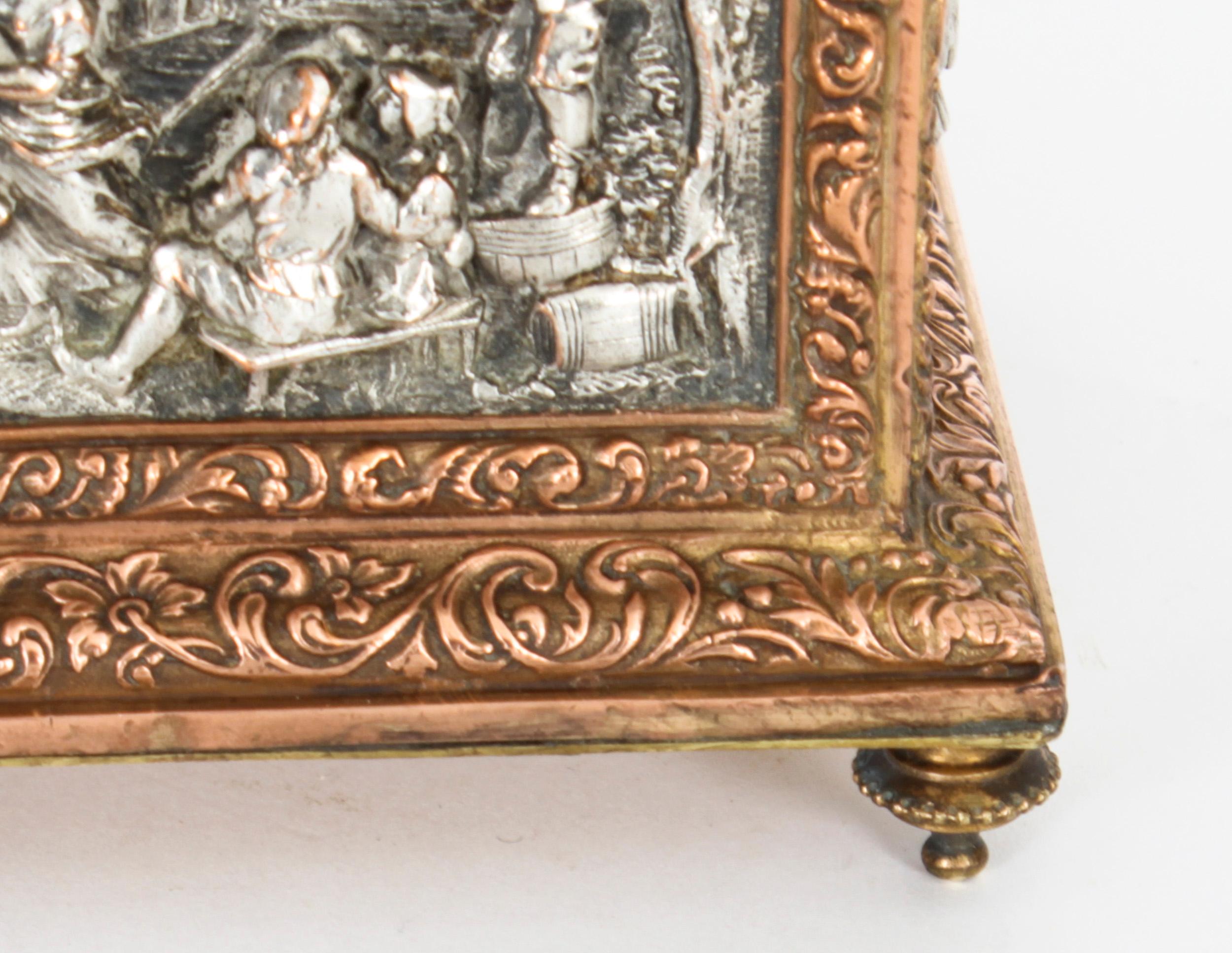 Antique French Silvered & Gilt Jewellery Casket Box AB Paris 19th C For Sale 5